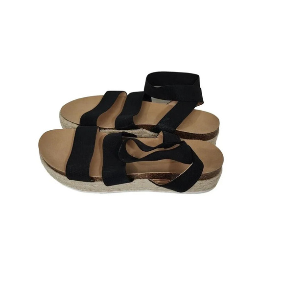 YoKi Chiara Sandal Platform Heels Women Size 9 Black Ankle Strap Stretchy - Picture 2 of 9